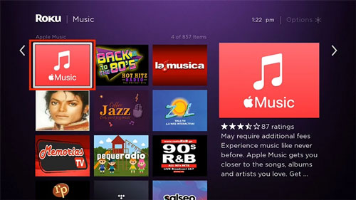 apple music channel on roku