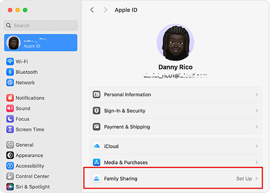 set up apple music family sharing mac