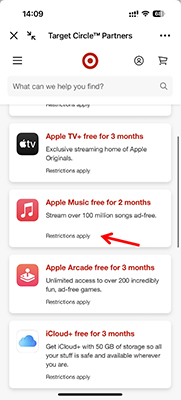target apple music free for 2 months