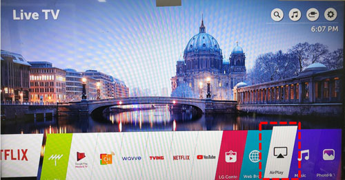 turn on airplay on lg tv