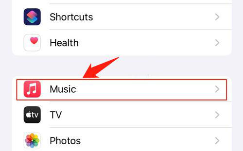 locate music option in the ios settings app