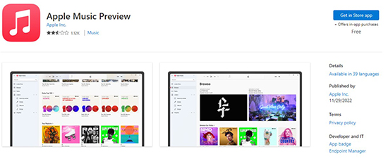 get apple music on windows 11 via apple music preview app