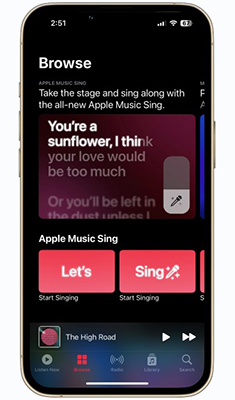 apple music sing in browse tab