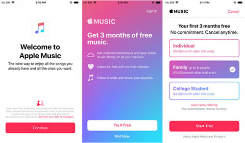 sign up apple music family trial