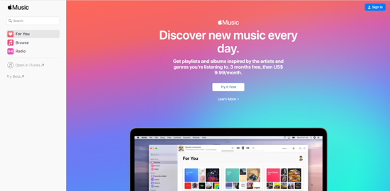 use apple music web player to search songs