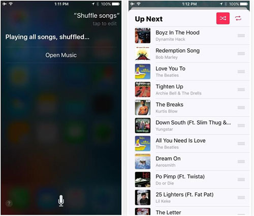 ask siri to shuffle songs