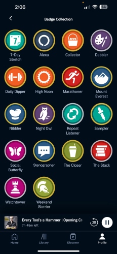 audibl badges on phone