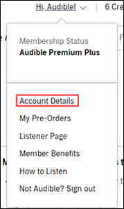 open audible account details on web