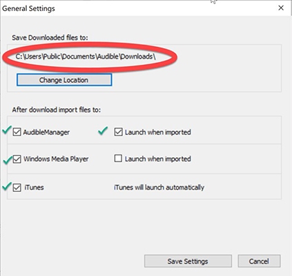 audible download manager download location