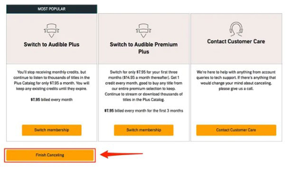 finish canceling audible subscription