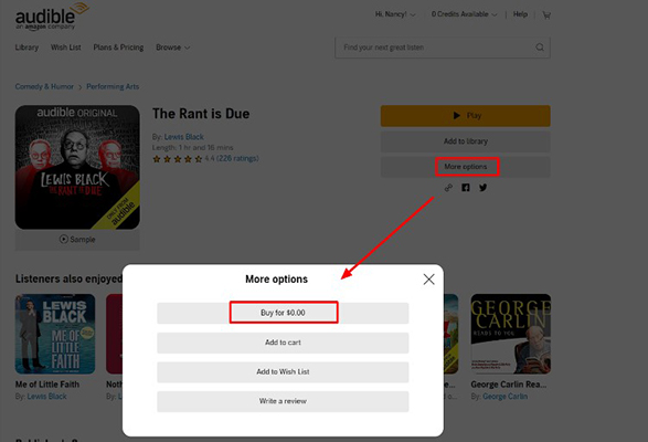 buy audible without membership via free listen