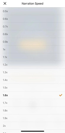 audible narration speed ios