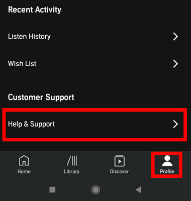 audible help and support on android