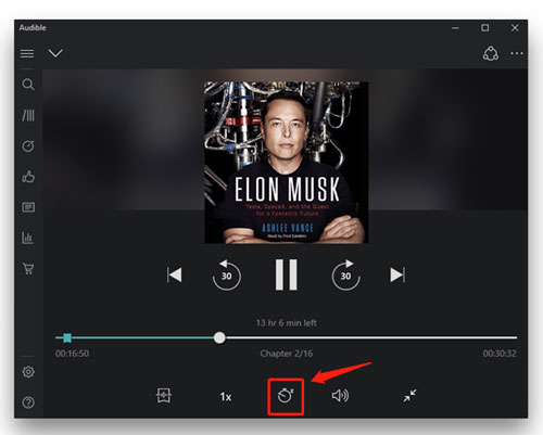 set sleep timer on audible windows app