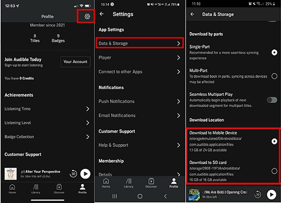 download audible to sd card android