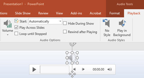 edit youtube music audio playback on powerpoint