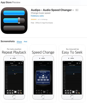 speed up spotify songs via audipo on ios