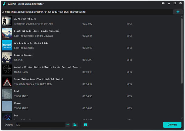 import tidal tracks to audkit tidal converter