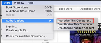 authorize audible account on apple books app on mac