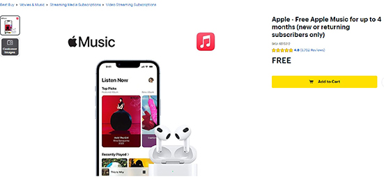 best buy free apple music 4 months