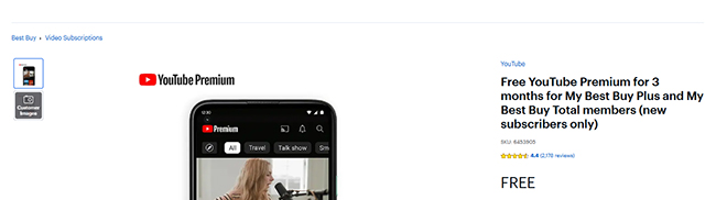 best buy free youtube premium