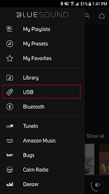 upload apple music files to bluesound via a usb drive