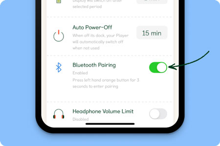 enable your yoto player bluetooth feature in the yoto app