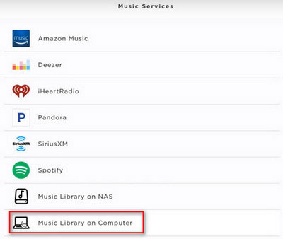 choose music library on bose soundtouch app