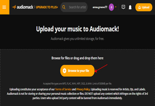 choose music for audiomack