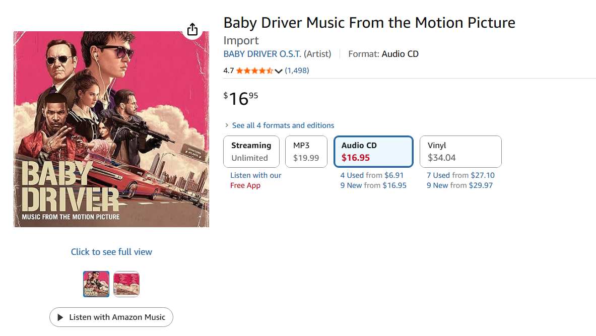 buy baby driver song album on amazon