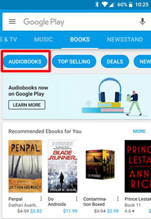 buy google play audiobook from android