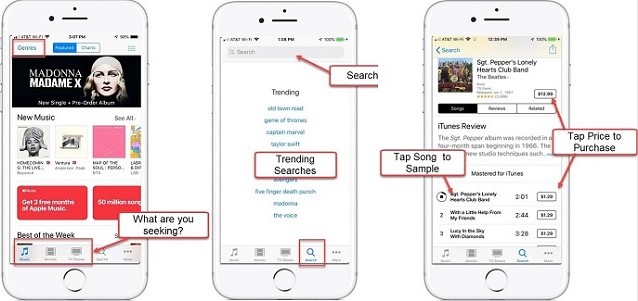 buy music on itunes on iphone
