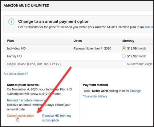 cancel amazon music unlimited subscription on pc and mac