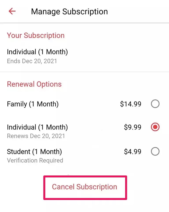 how to cancel an apple music subscription on android