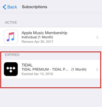 cancel tidal plans ios