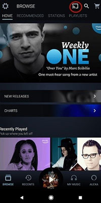 cast amazon music to google home via android device