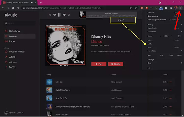 cast apple music to chromecast from computer