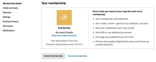 change audible plan on audible website on computer and mobile