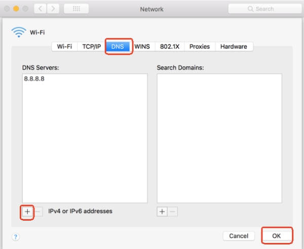 change dns settings on mac