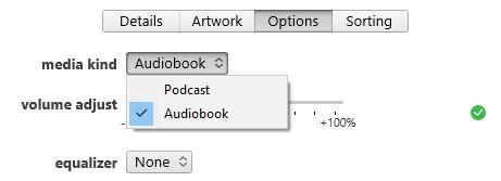 change file type into audiobook in itunes
