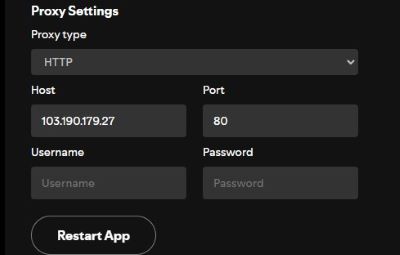 change proxy settings in spotify app