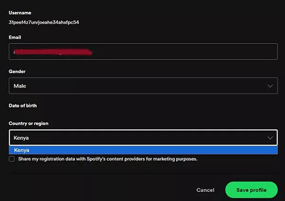 change spotify country to skip spotify abroad 14 days