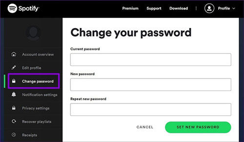 reset your spotify account password