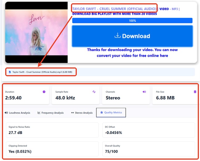 check loaderto audio quality