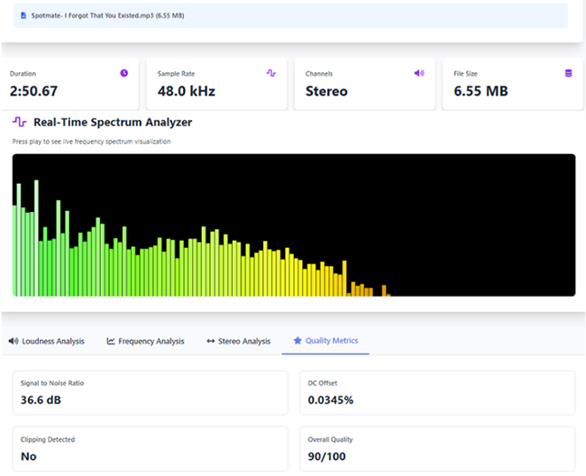 check spotmate mp3 audio quality