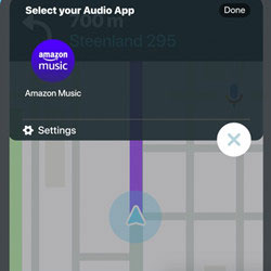 select amazon music as audio app in waze