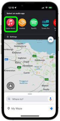 connect apple music to waze