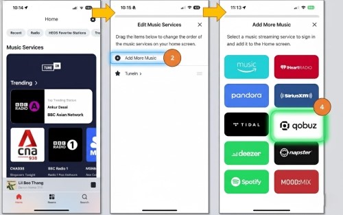 choose qobuz in heos app