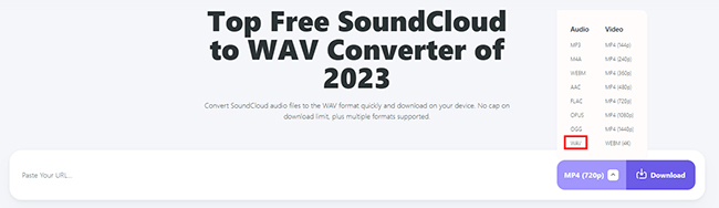 choose wav as soundcloud output format in soundcloudrips