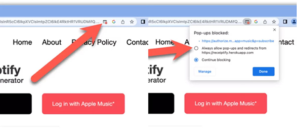 allow chrome pop ups for receiptify